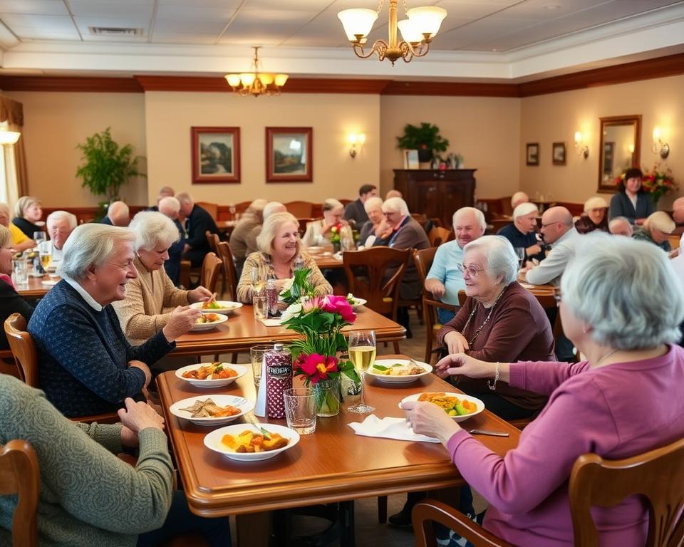 Seniors dining together